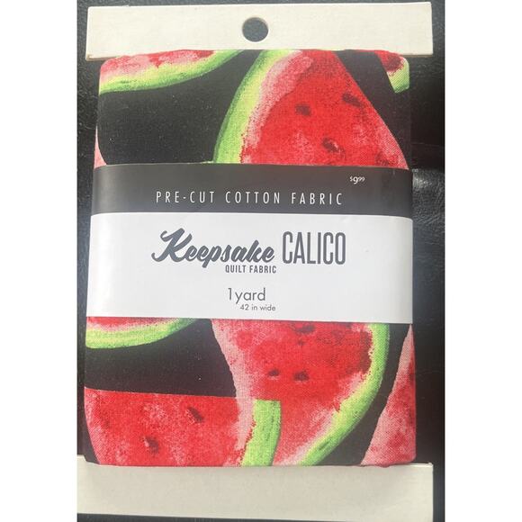 Keepsake Calico Watermelon Precut Cotton Quilters Fabric - 1 Yd Cut - 42” Wide - Picture 1 of 4